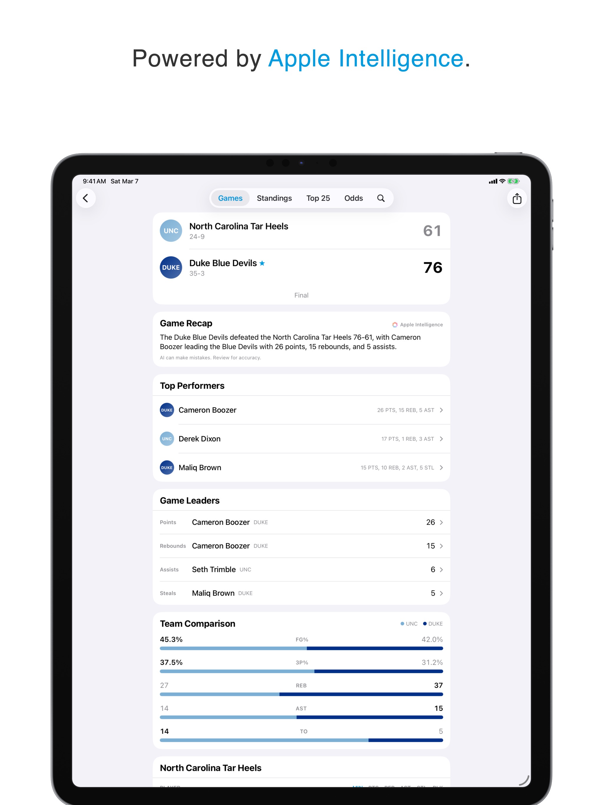 Powered by Apple Intelligence on iPad.