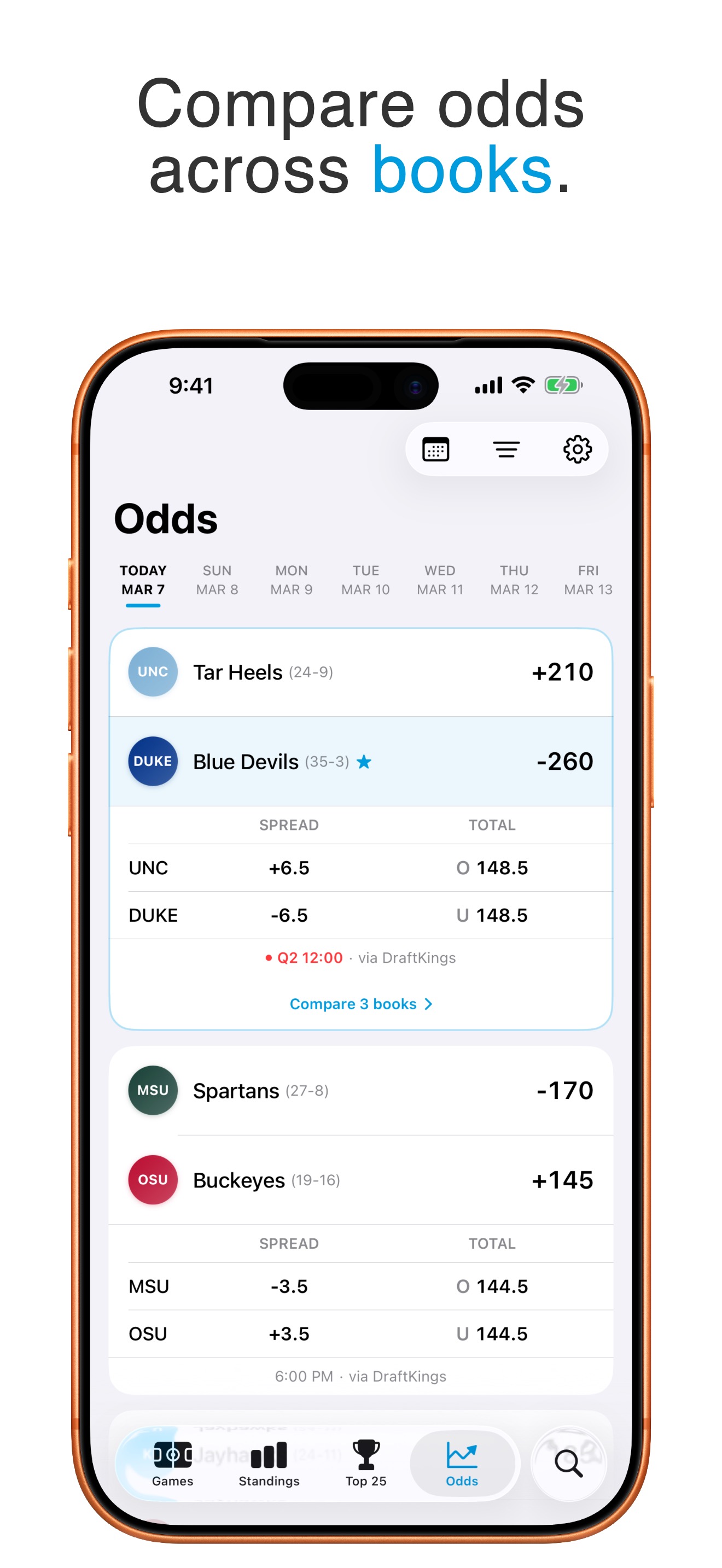 Follow your team. Team detail with record, season trajectory, and recent games.